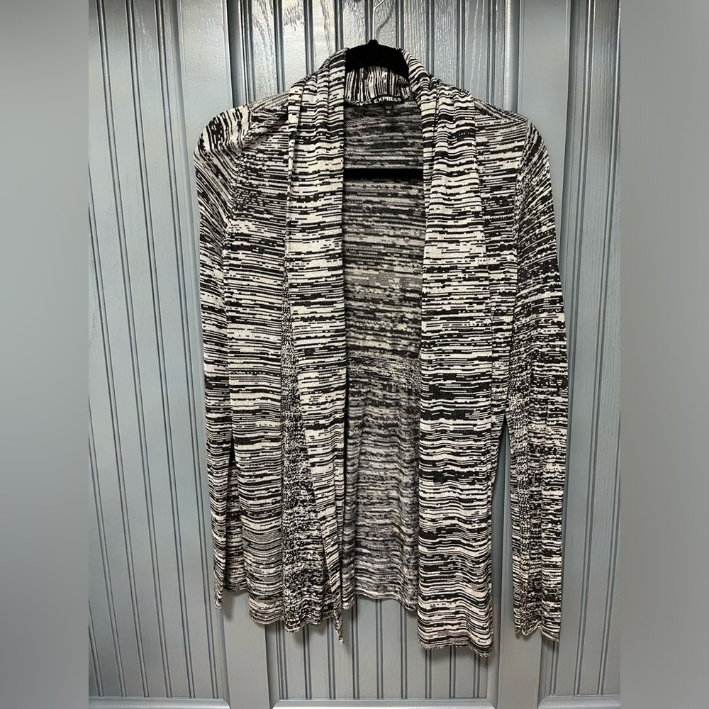 Express Black Gray/Space Dye Cardigan Size Small